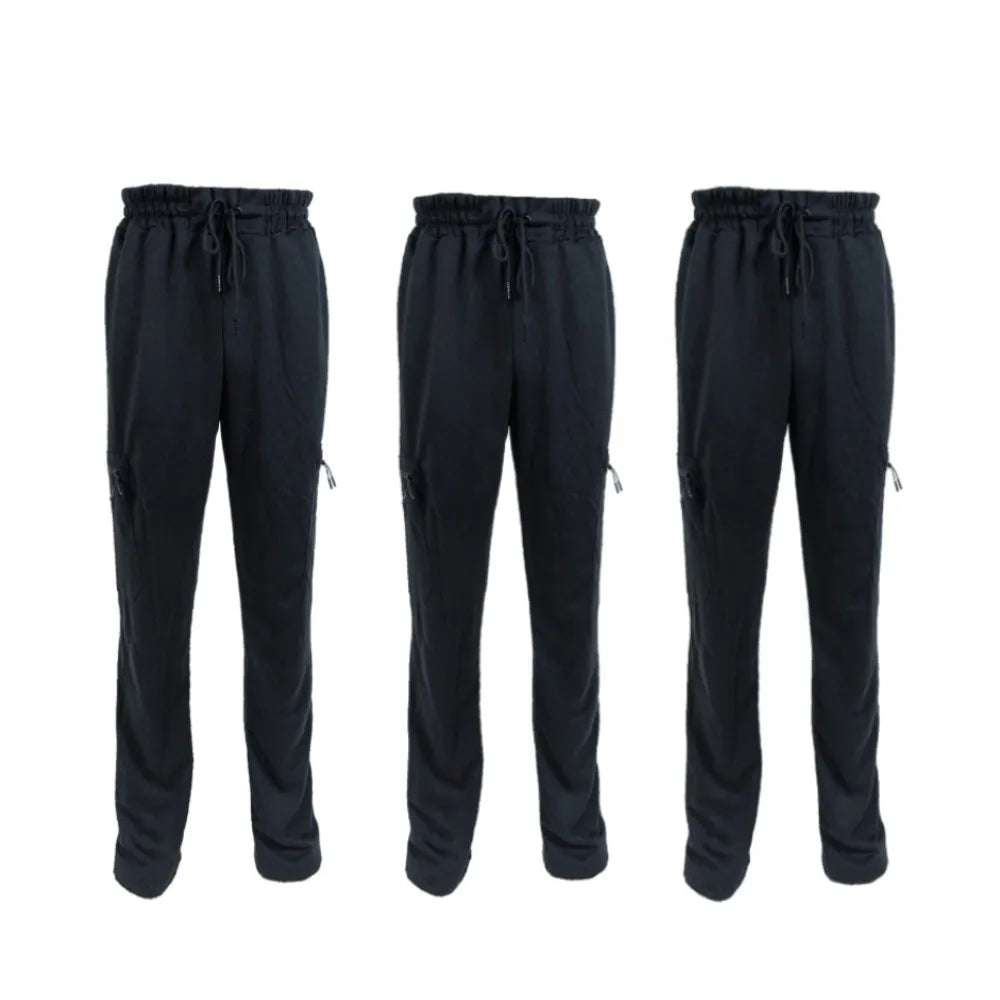 Three Pack Fleece Lined Slim Fit Joggers With Zipper Pockets