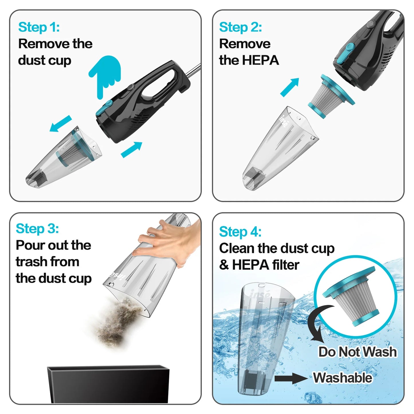 INSE R3S Corded Vacuum Cleaner 16KPa Handheld Car and Home