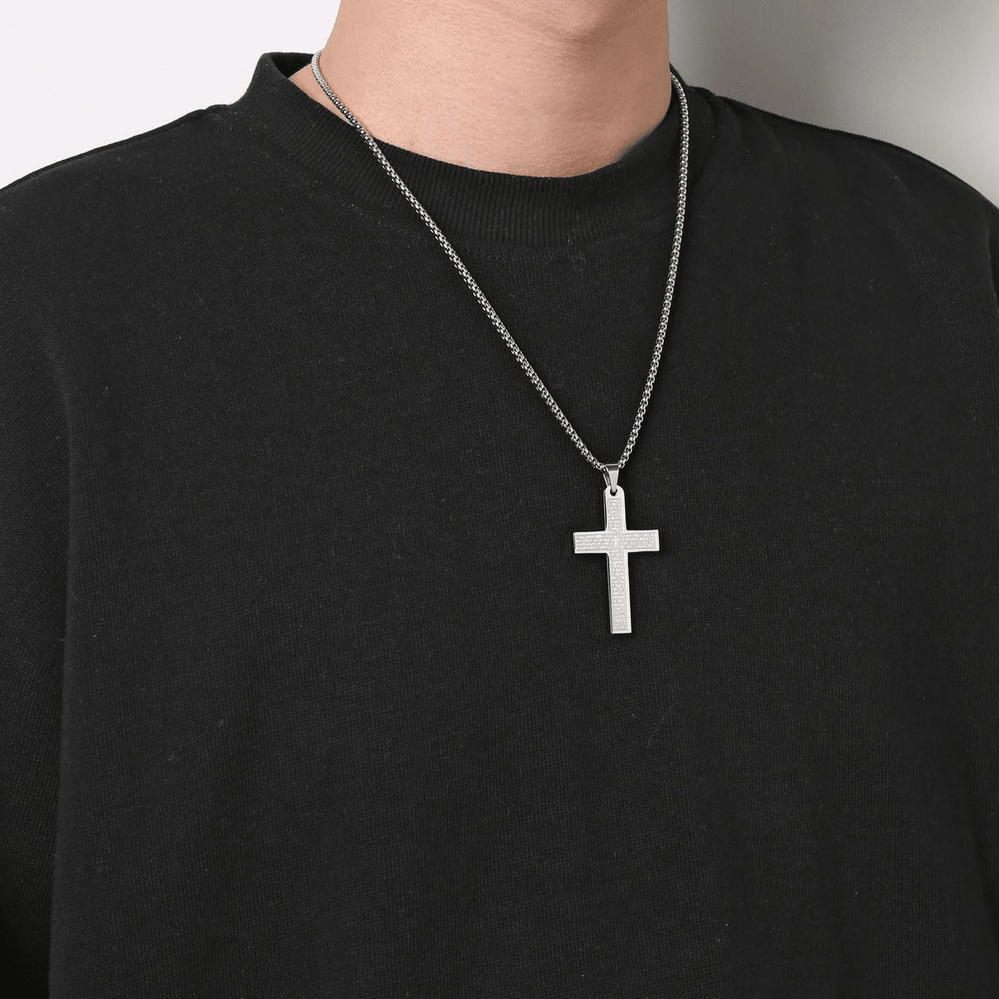 Stainless Steel Cross Pendant Necklace Unisex Jesus Christ Design