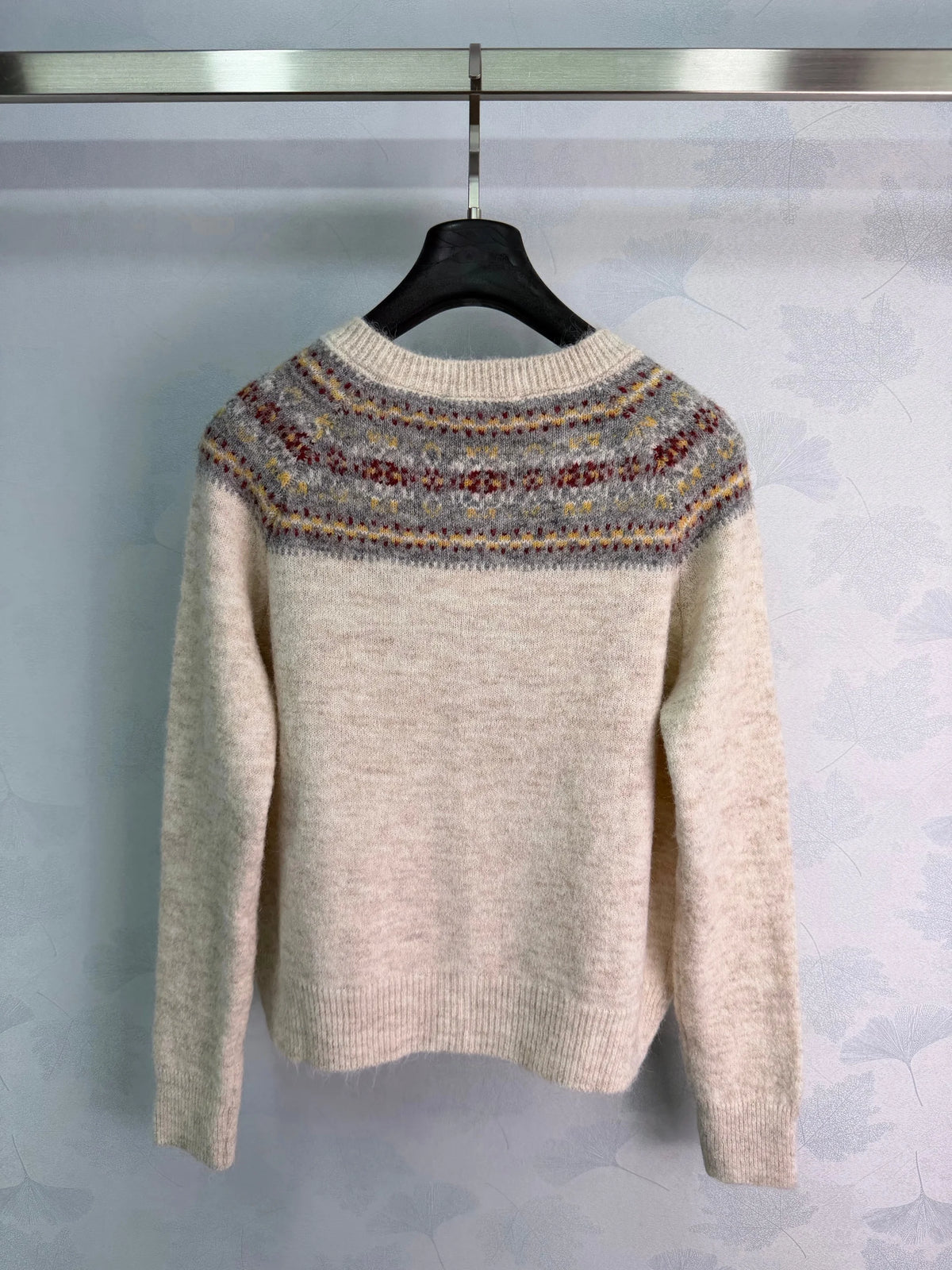 Women's Knit Jacquard Cardigan Sweater With Button Front
