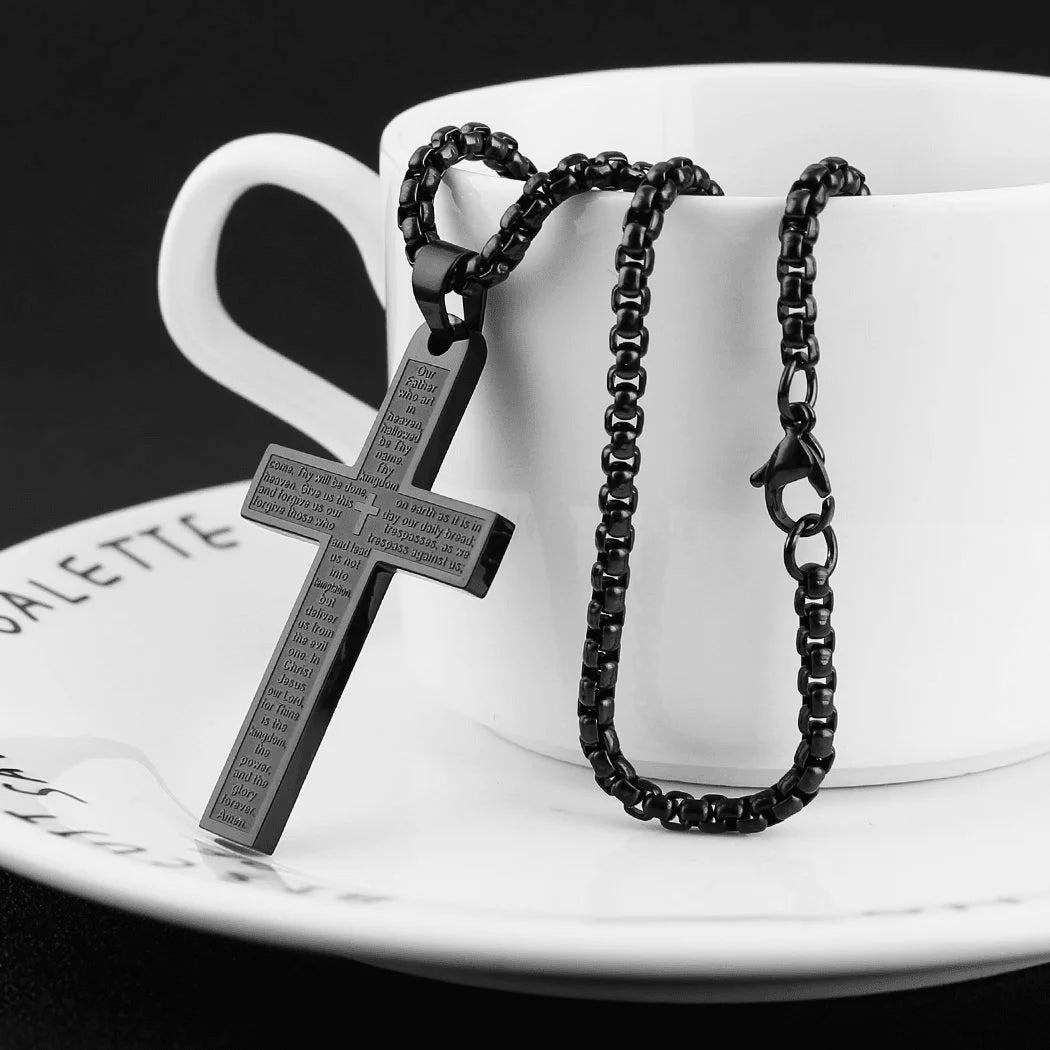 Stainless Steel Cross Pendant Necklace Unisex Jesus Christ Design