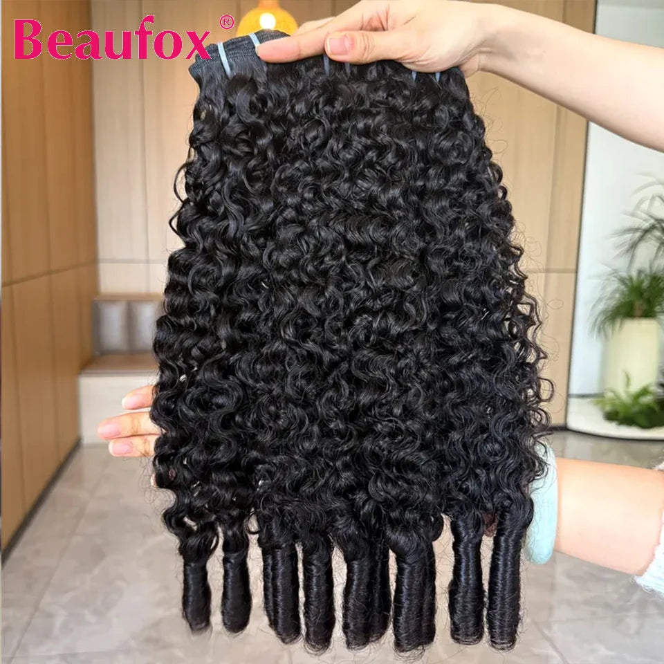 Beaufox Burmese Remy Human Hair Curly Bundles Extensions