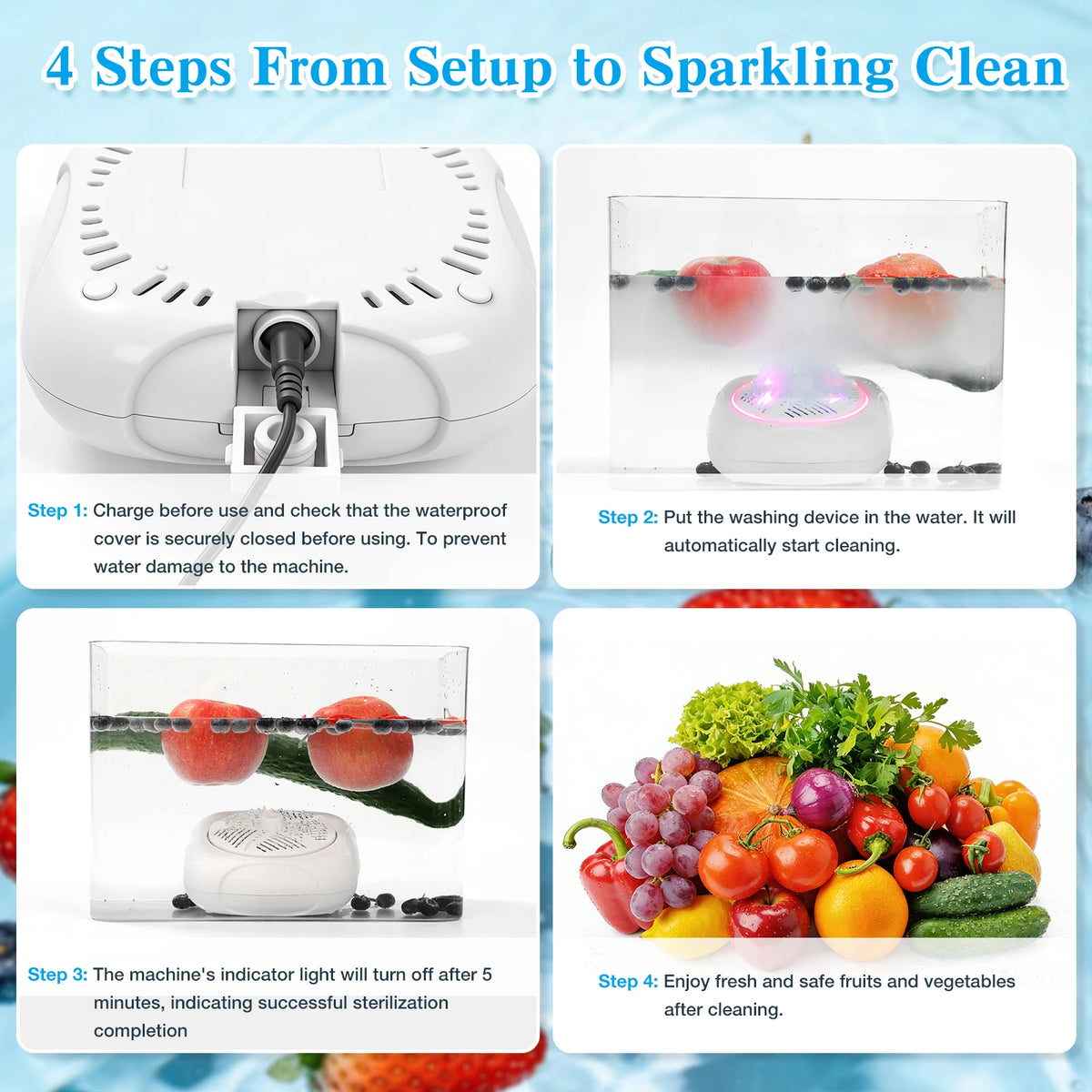 Home Use Meat and Fruit Vegetable Sterilizer HClO  Disinfectant Generator for Fod Cleaning Hypochlorous Acid Fruit Vegetable Cleaner HOCl Food Purifier Machine
