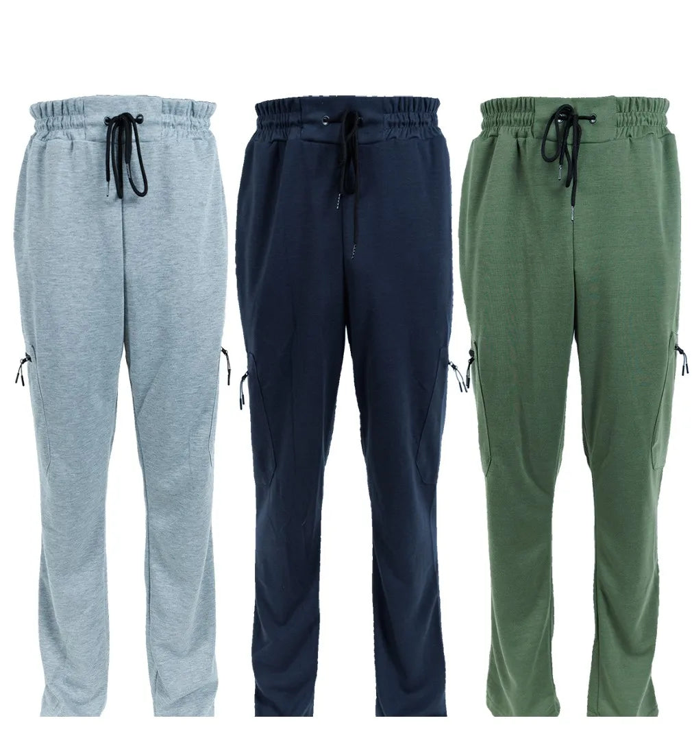 Three Pack Fleece Lined Slim Fit Joggers With Zipper Pockets