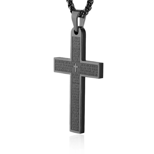 Stainless Steel Cross Pendant Necklace Unisex Jesus Christ Design