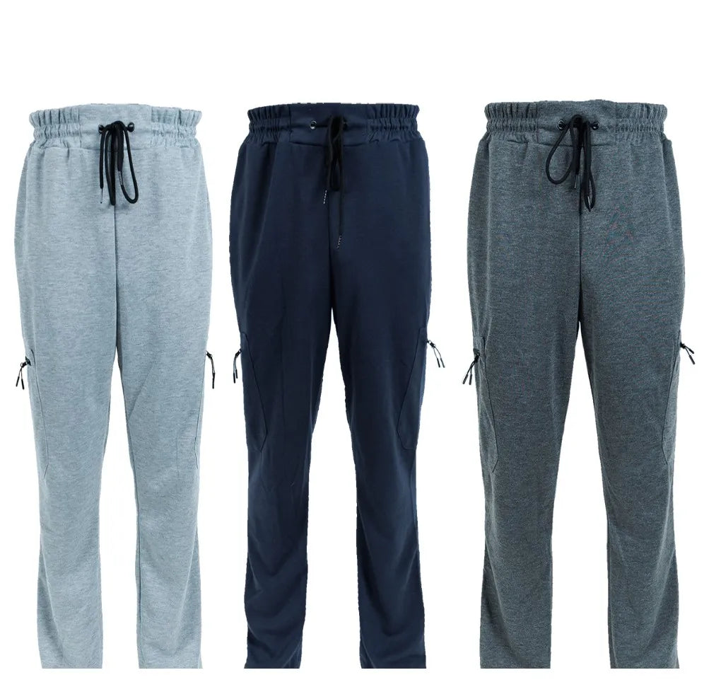 Three Pack Fleece Lined Slim Fit Joggers With Zipper Pockets