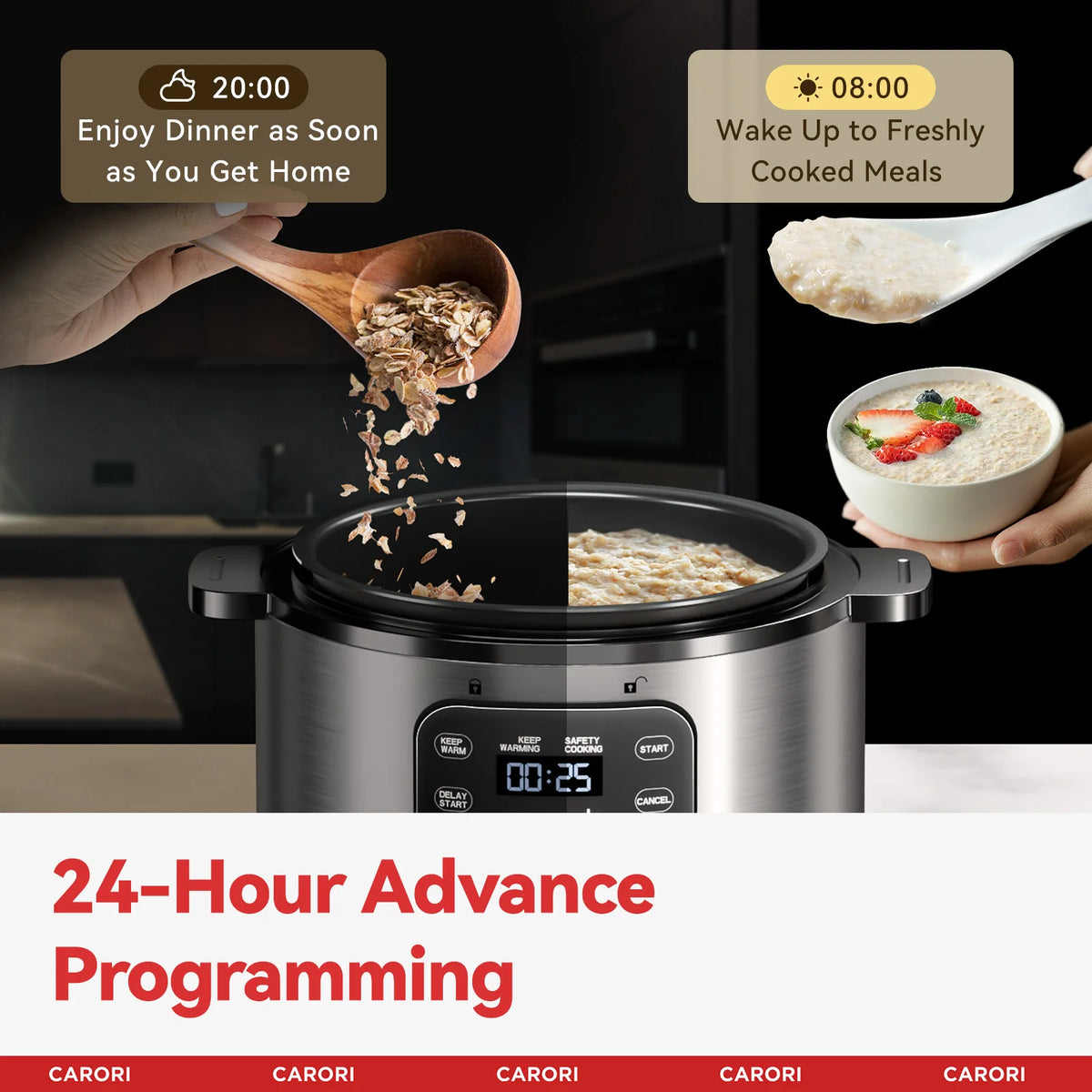 Pressure Cooker 6QT Stainless Steel – 12-in-1 Multi Cooker, 16 Safety Features, Ceramic Inner Pot, Rice, Slow Cook, Saute, 1000W