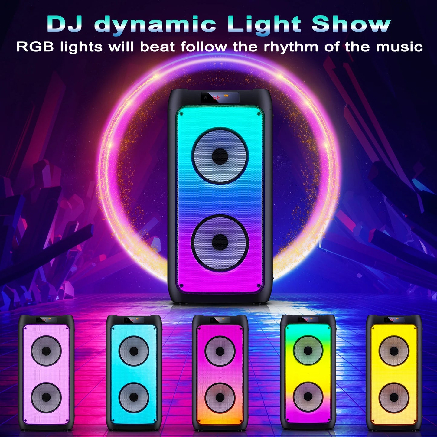 FanFun Wireless Bluetooth Karaoke Speaker With LED Lights