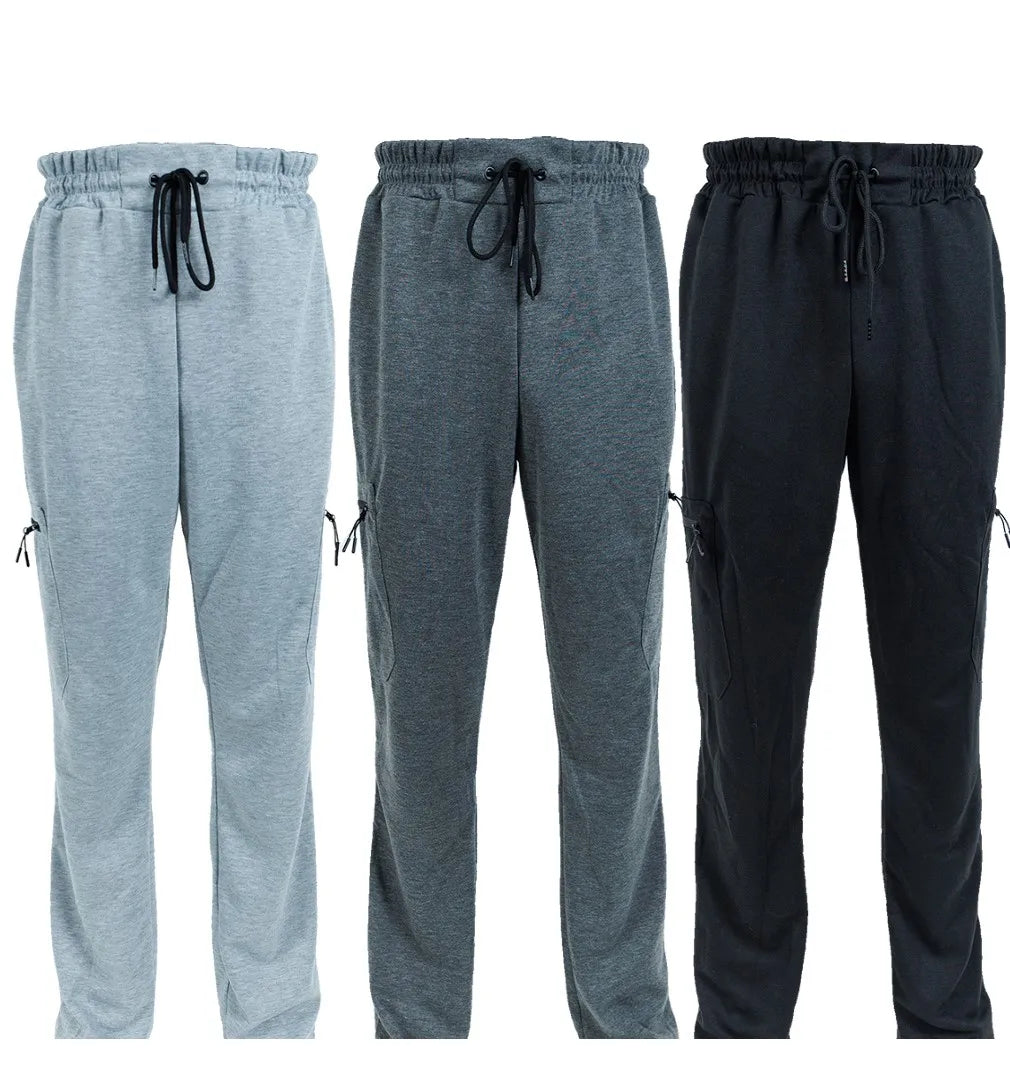 Three Pack Fleece Lined Slim Fit Joggers With Zipper Pockets