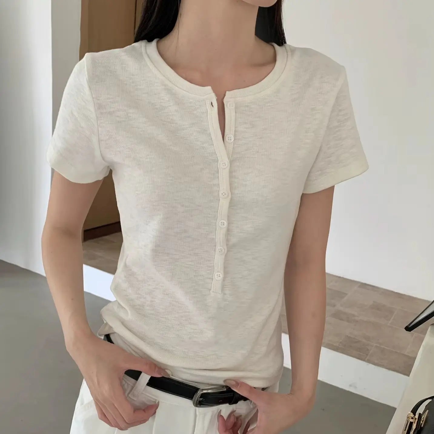 Women's Short Sleeve Cotton Round Neck T Shirt