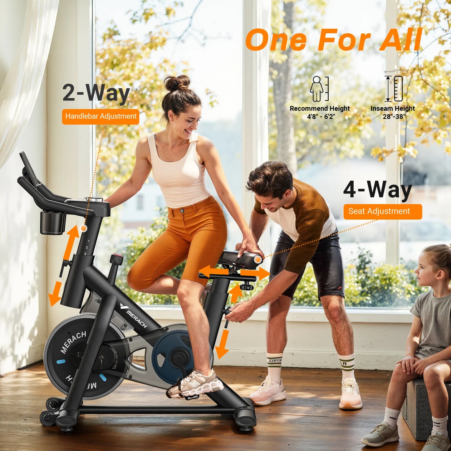 MERACH Exercise Bike Low Noise Tablet Mount 300 Lb Capacity