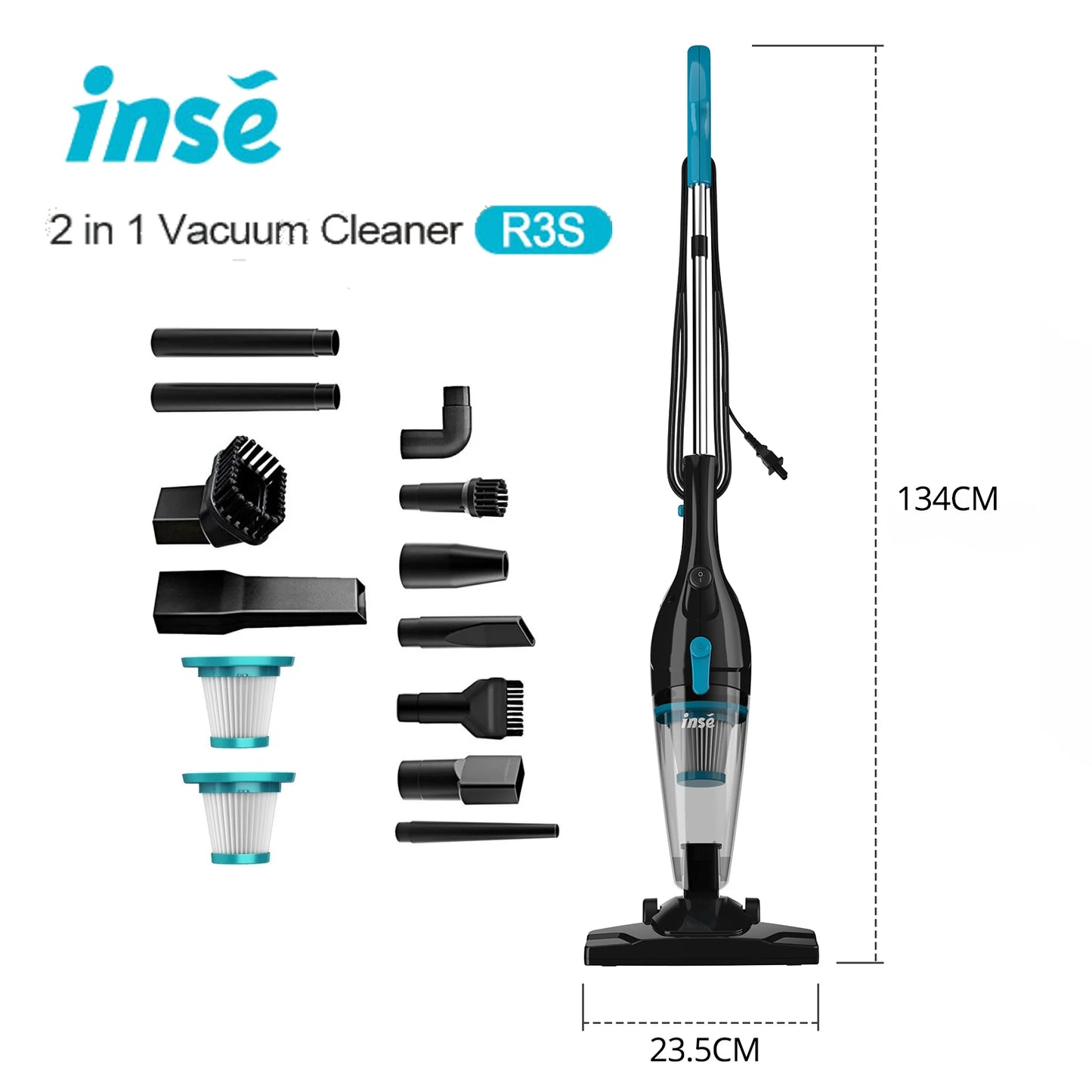 INSE R3S Corded Vacuum Cleaner 16KPa Handheld Car and Home