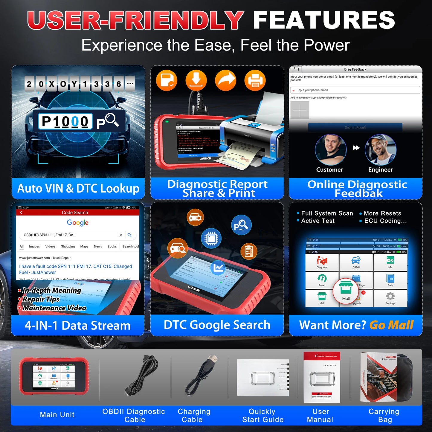LAUNCH X431 CRP129E OBD2 Diagnostic Scanner Free Update