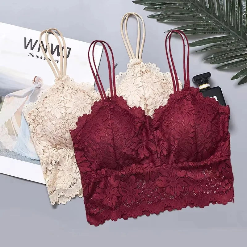 Women's Lace Bra and Panty Set Breathable Comfortable Removable Cups