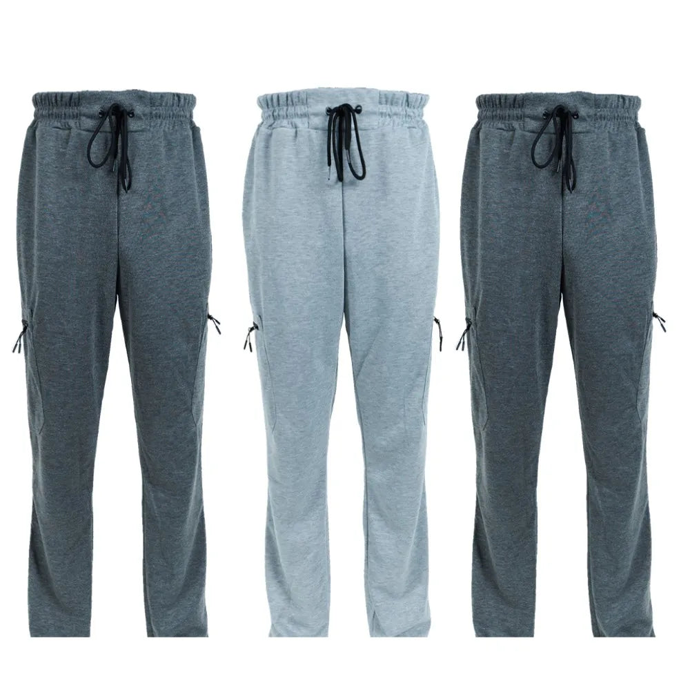 Three Pack Fleece Lined Slim Fit Joggers With Zipper Pockets
