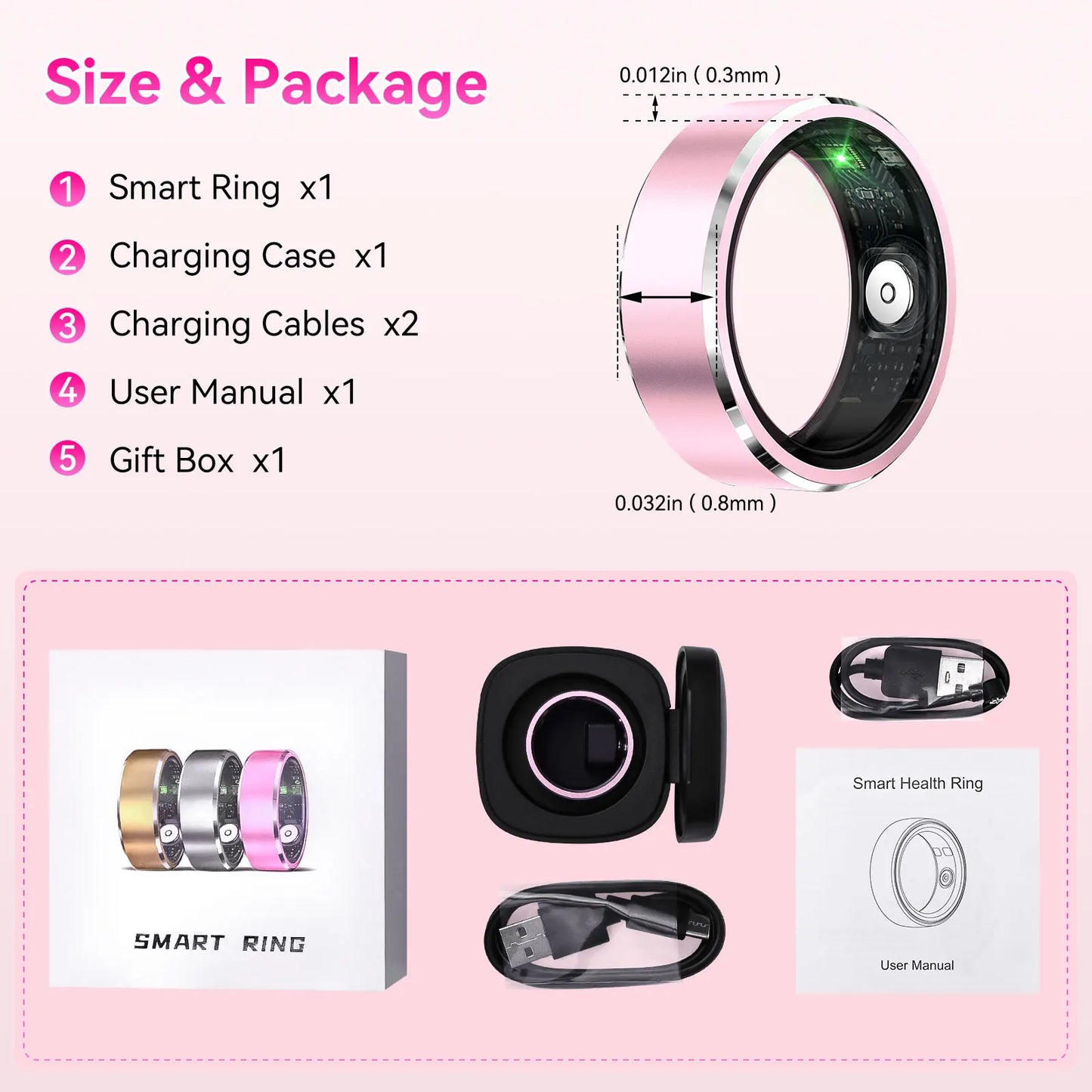 LaNikar R5 Smart Ring Blood Oxygen Heart Rate Monitor MultiSport