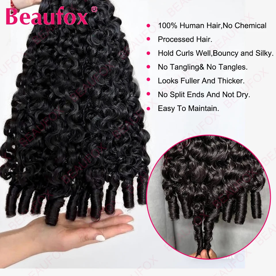 Beaufox Burmese Remy Human Hair Curly Bundles Extensions