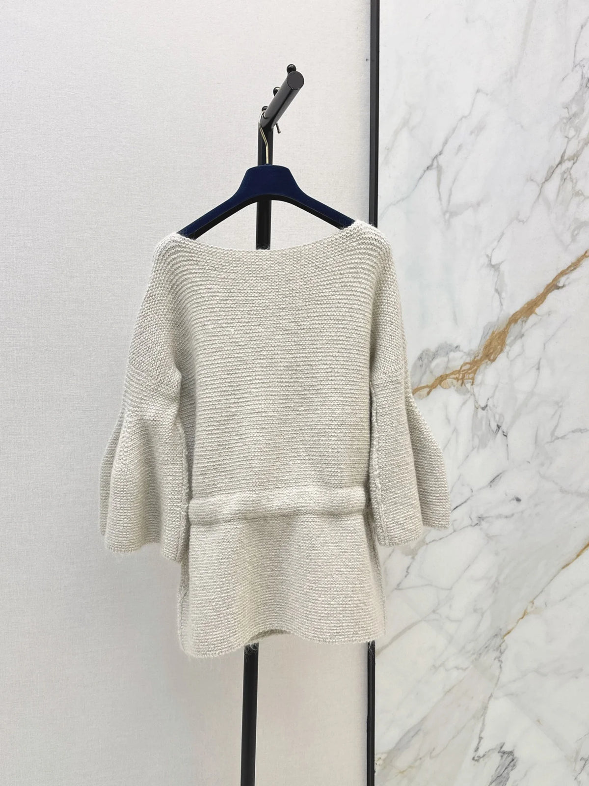 Women's Boat Neck Batwing Sleeve Wool Blend Tunic Sweater