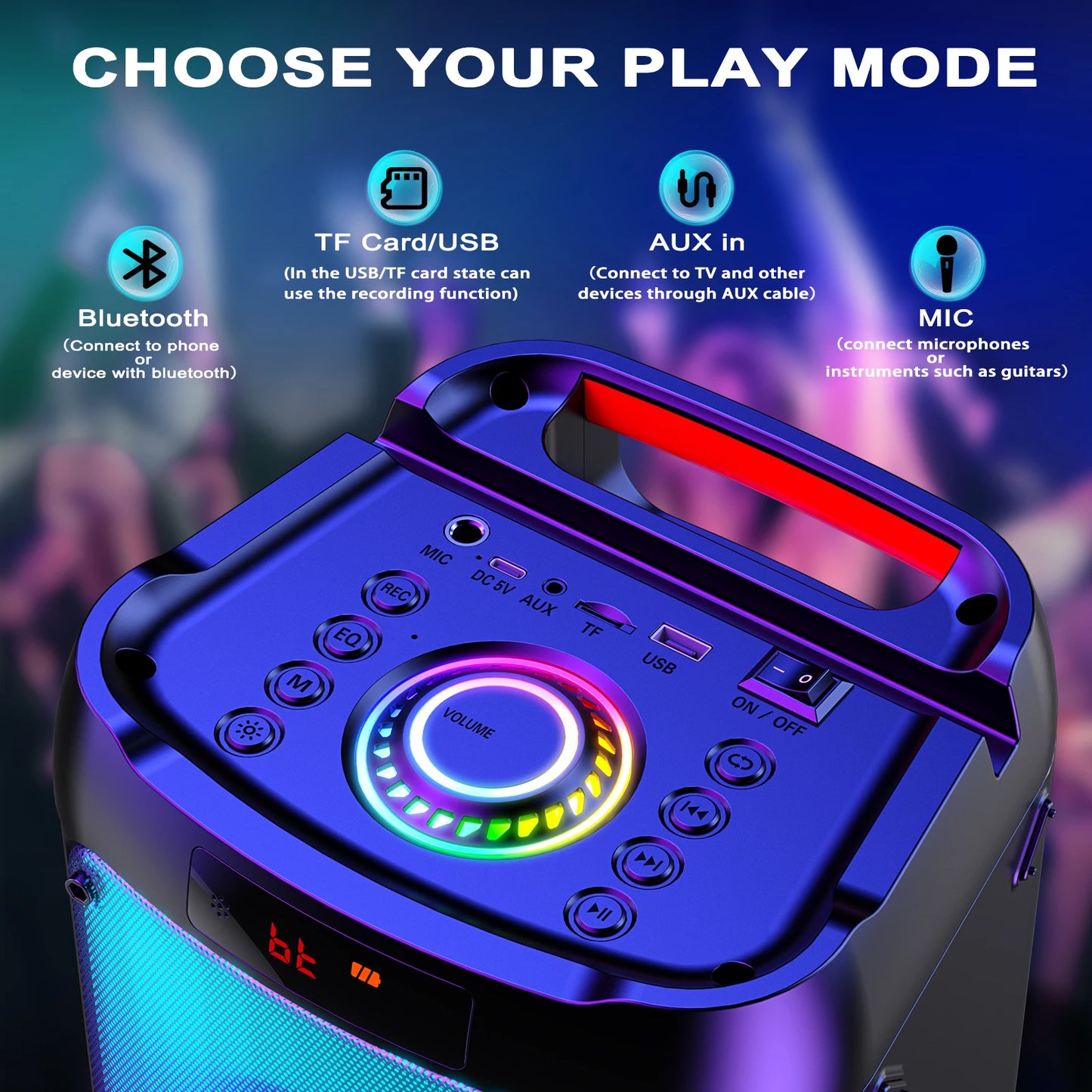FanFun Wireless Bluetooth Karaoke Speaker With LED Lights