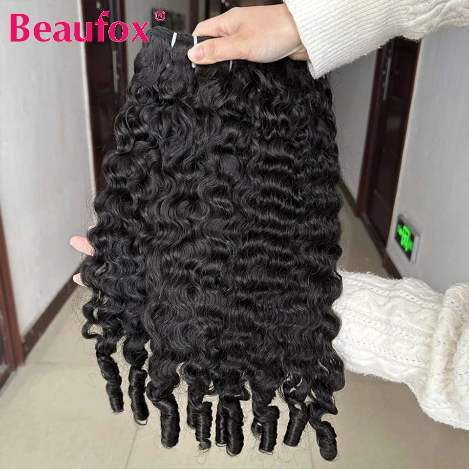 Beaufox Burmese Remy Human Hair Curly Bundles Extensions