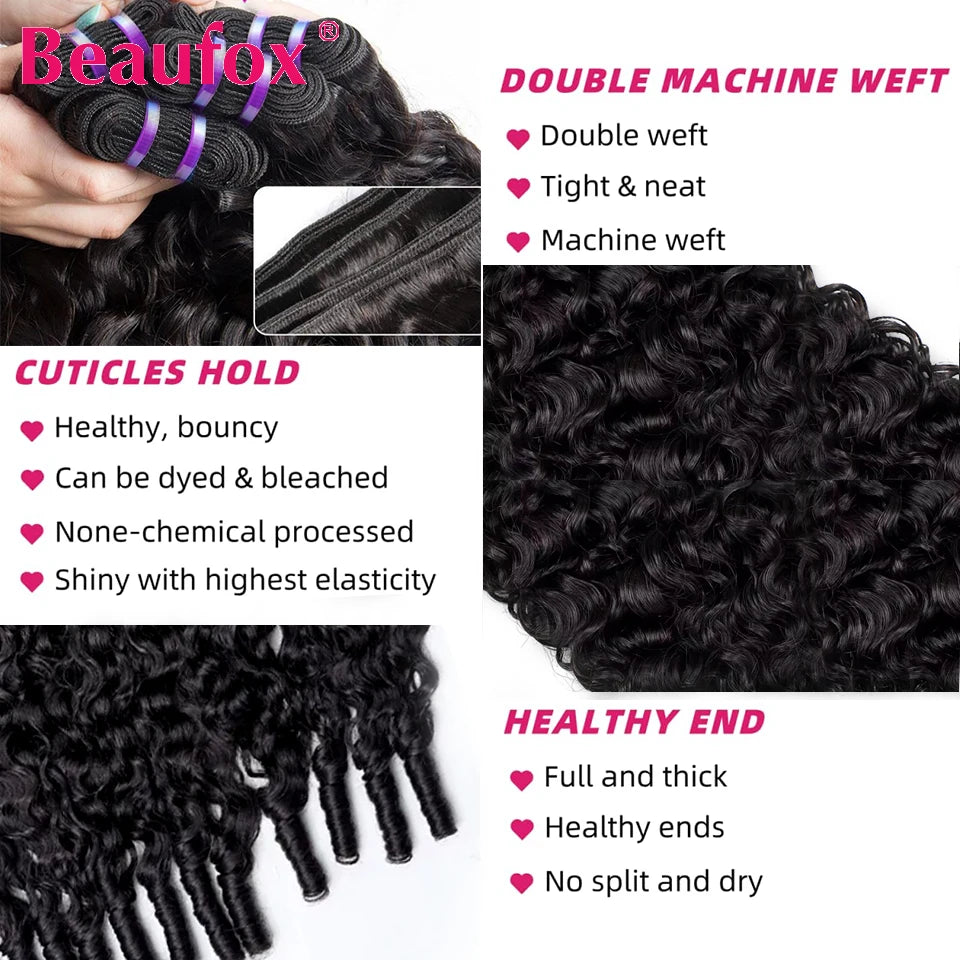 Beaufox Burmese Remy Human Hair Curly Bundles Extensions