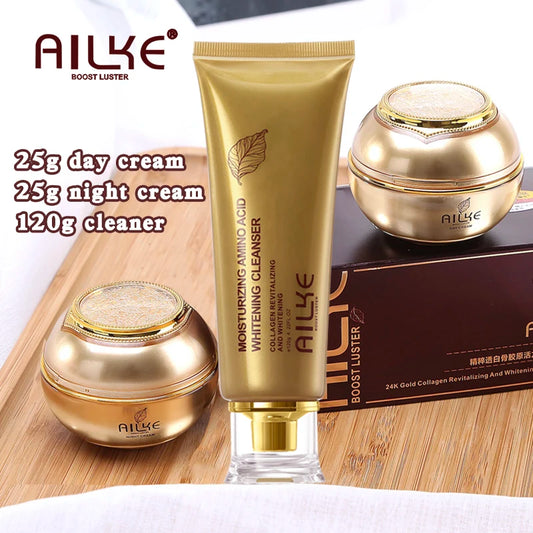 AILKE Collagen Whitening Facial Skincare Set, Moisturizing, Remove Black Spots, Hyperpigmentation, Brighten Dull Skin For Women