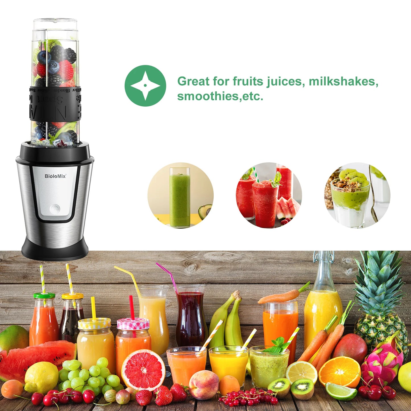 BioloMix 3 In 1 Multifunctional Food Processor Blender 700W