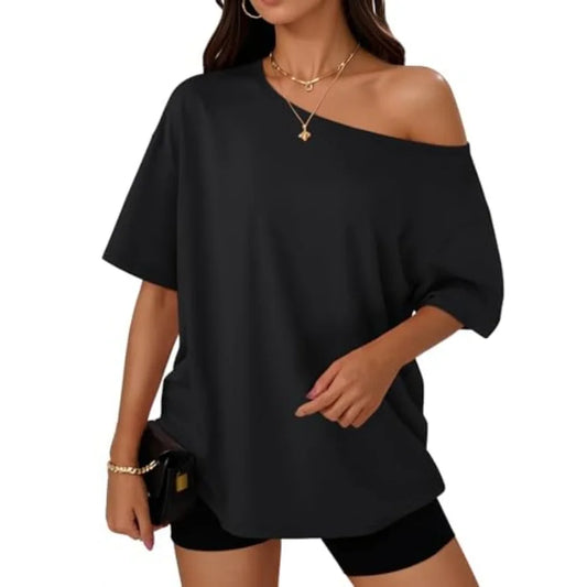 Off The Shoulder Womens Knit Tops Trendy Oversized Summer Spring