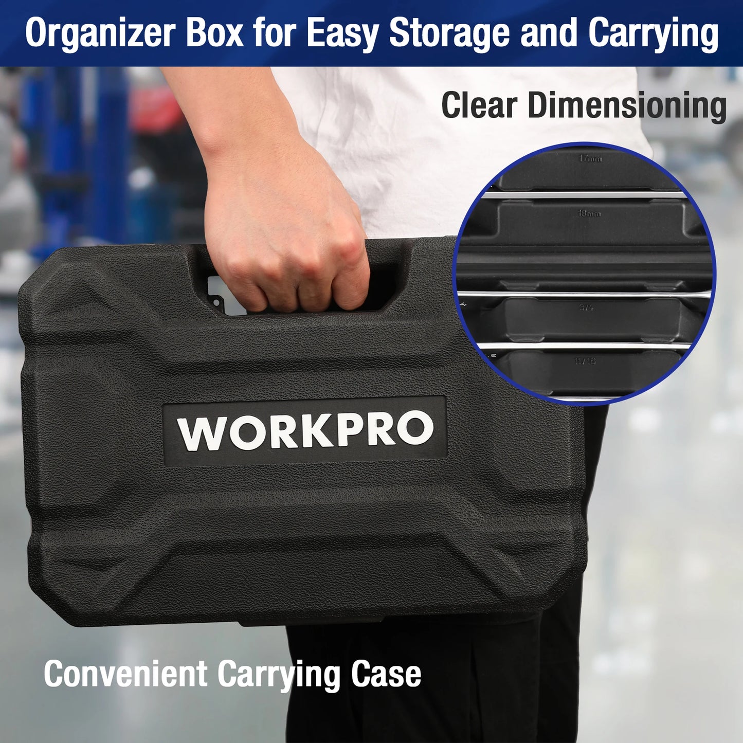 WORKPRO 23pc Ratcheting Wrench Set With Box Tool Kit