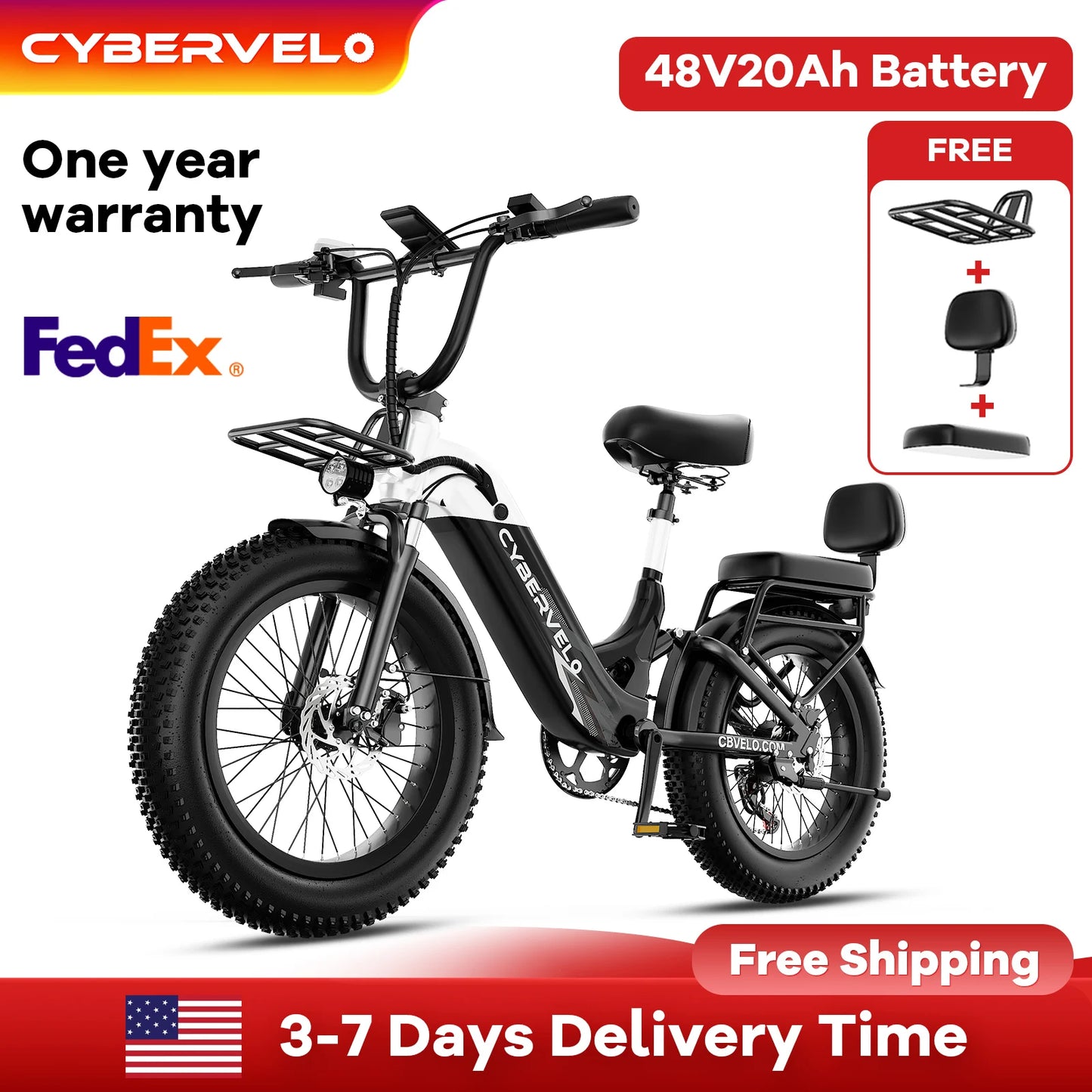 CYBERVELO EK12 Electric Bike 1500W Peak 20Ah Battery 80 Miles