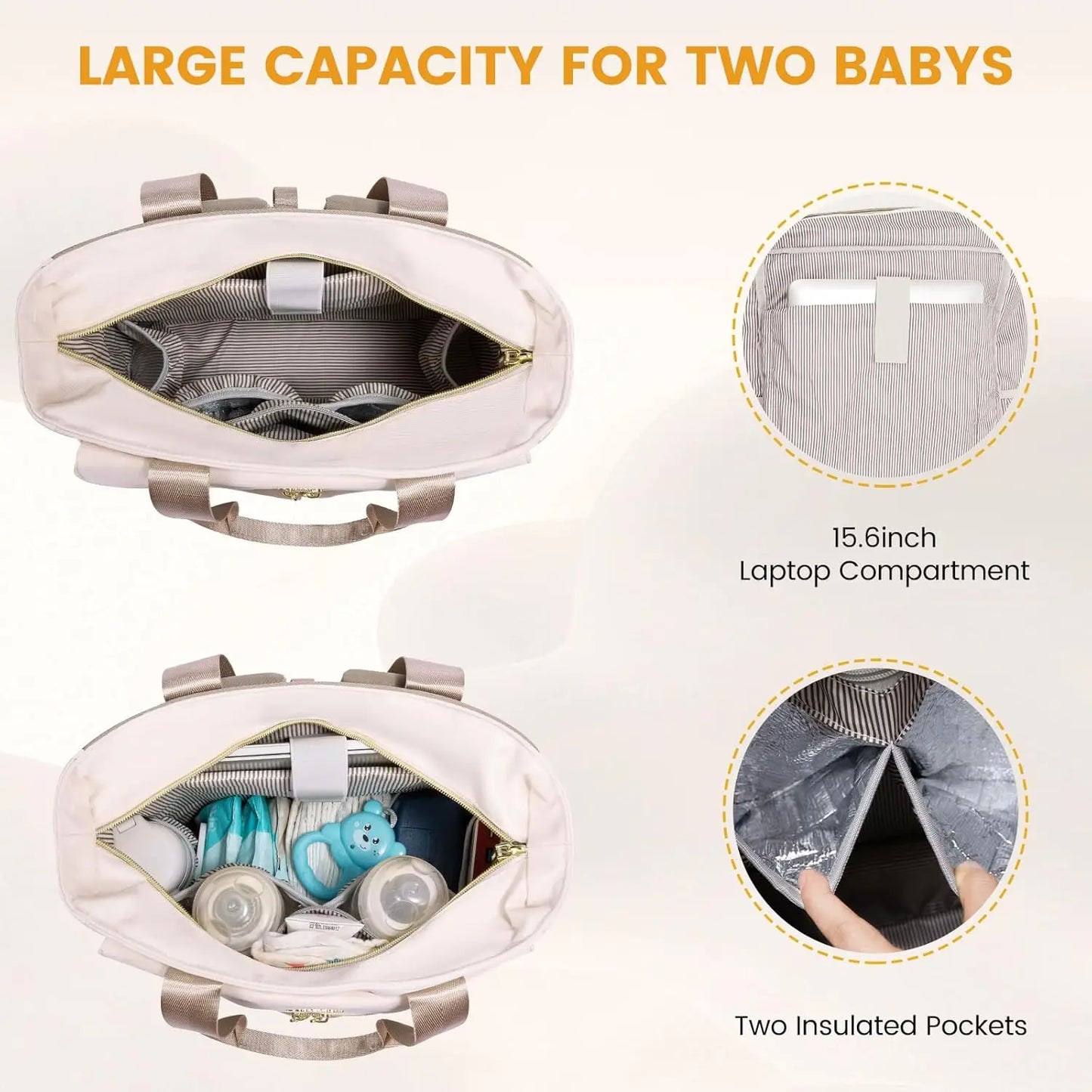 Closure Diaper Backpack With Insulated Pockets And Anti Theft Design