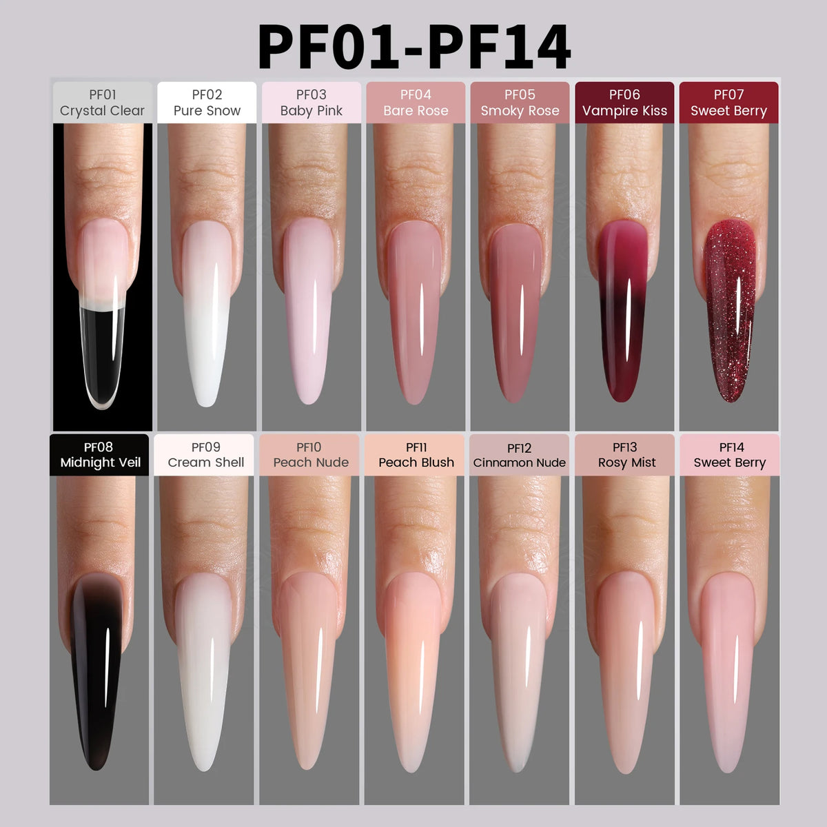 YOKEFELLOW PUREFORM Poly Gel Nai Polish Tpo&Hema Free Pink Red Extension Gel Large Capacity 50g Hard Gel for Starter Nail Art DIY