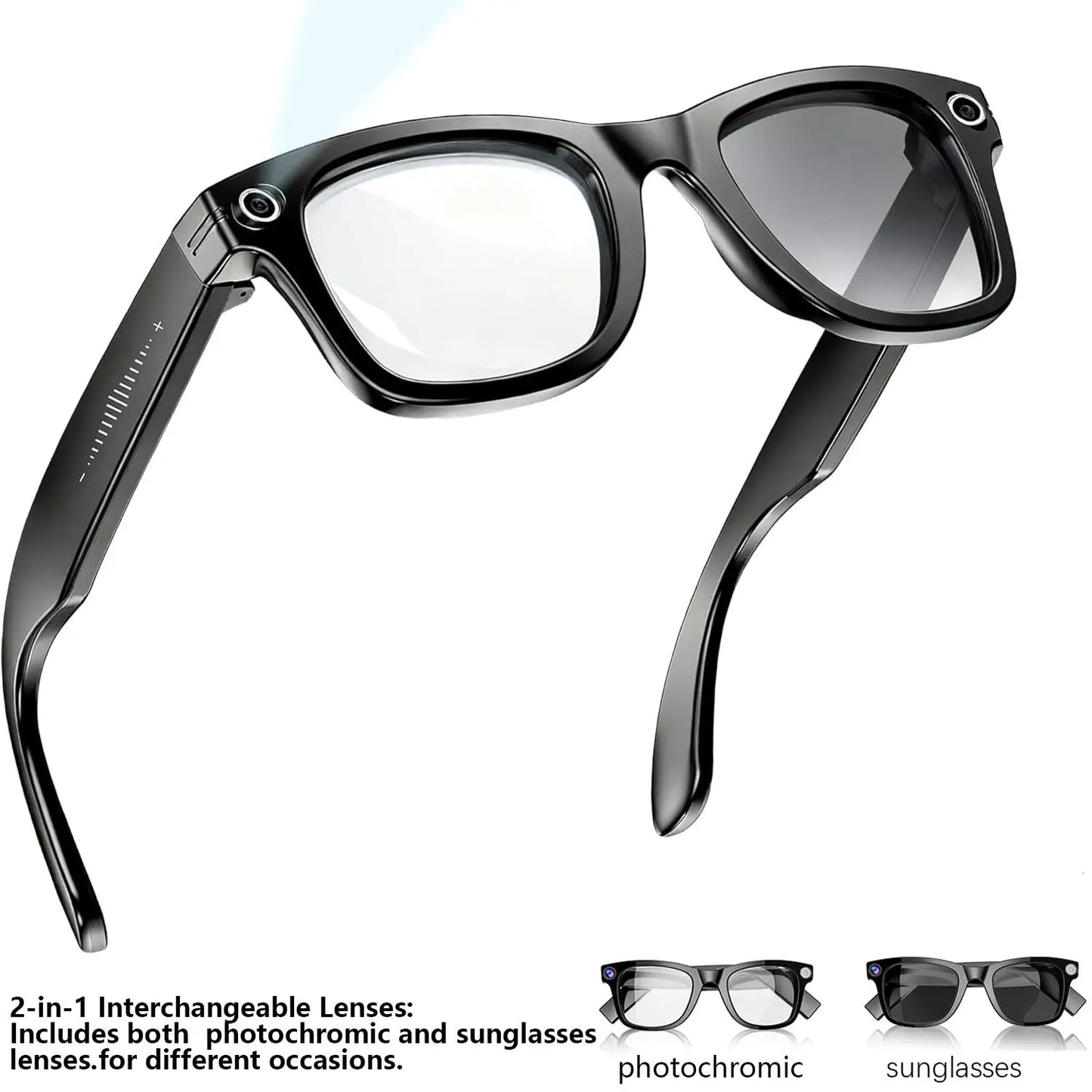 Smart AI Camera Glasses Bluetooth 8MP Real-Time Translation 1080P Video