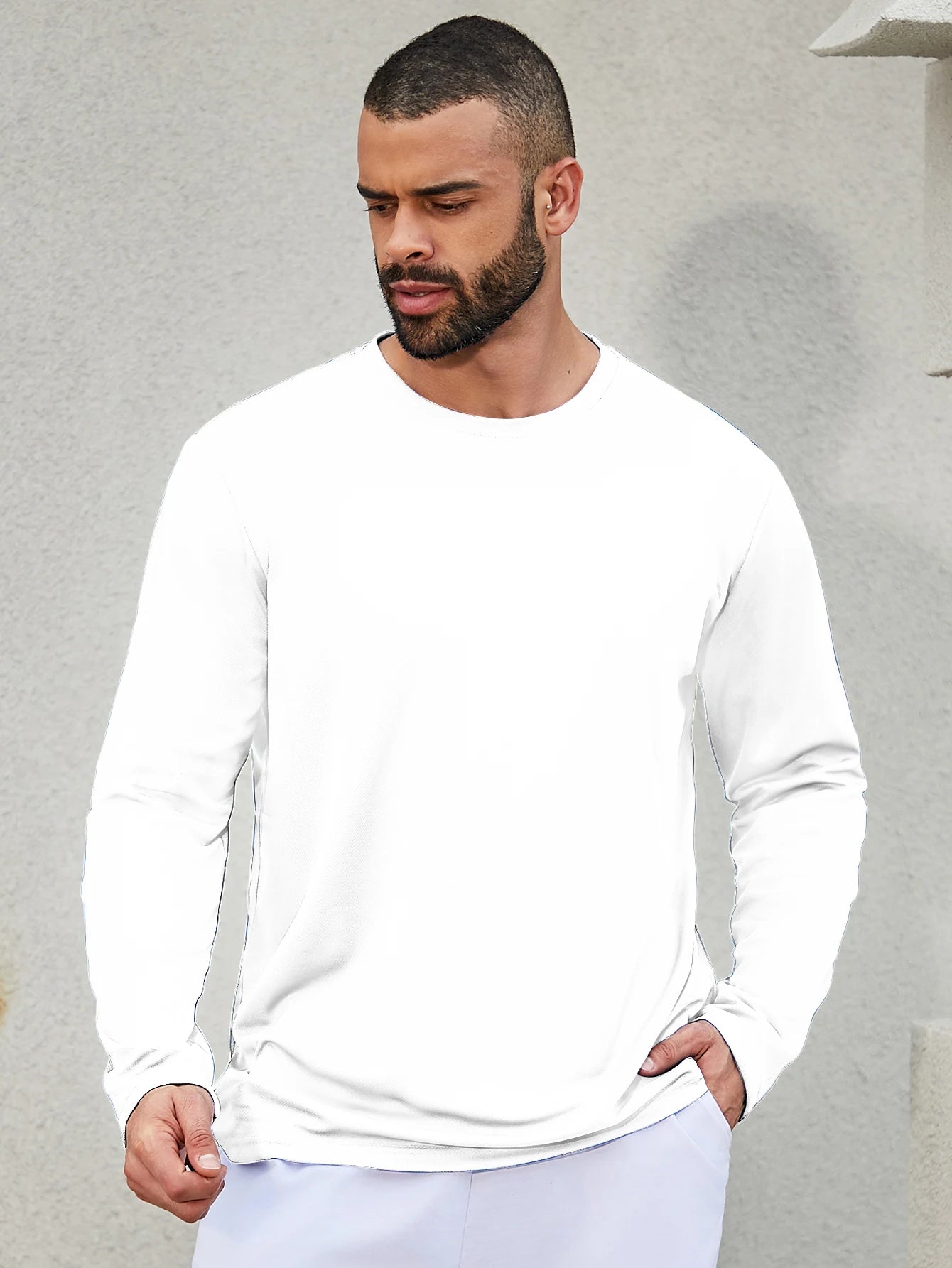NONECN Men's Running Speed Dry Long Sleeve Shirt for Sports