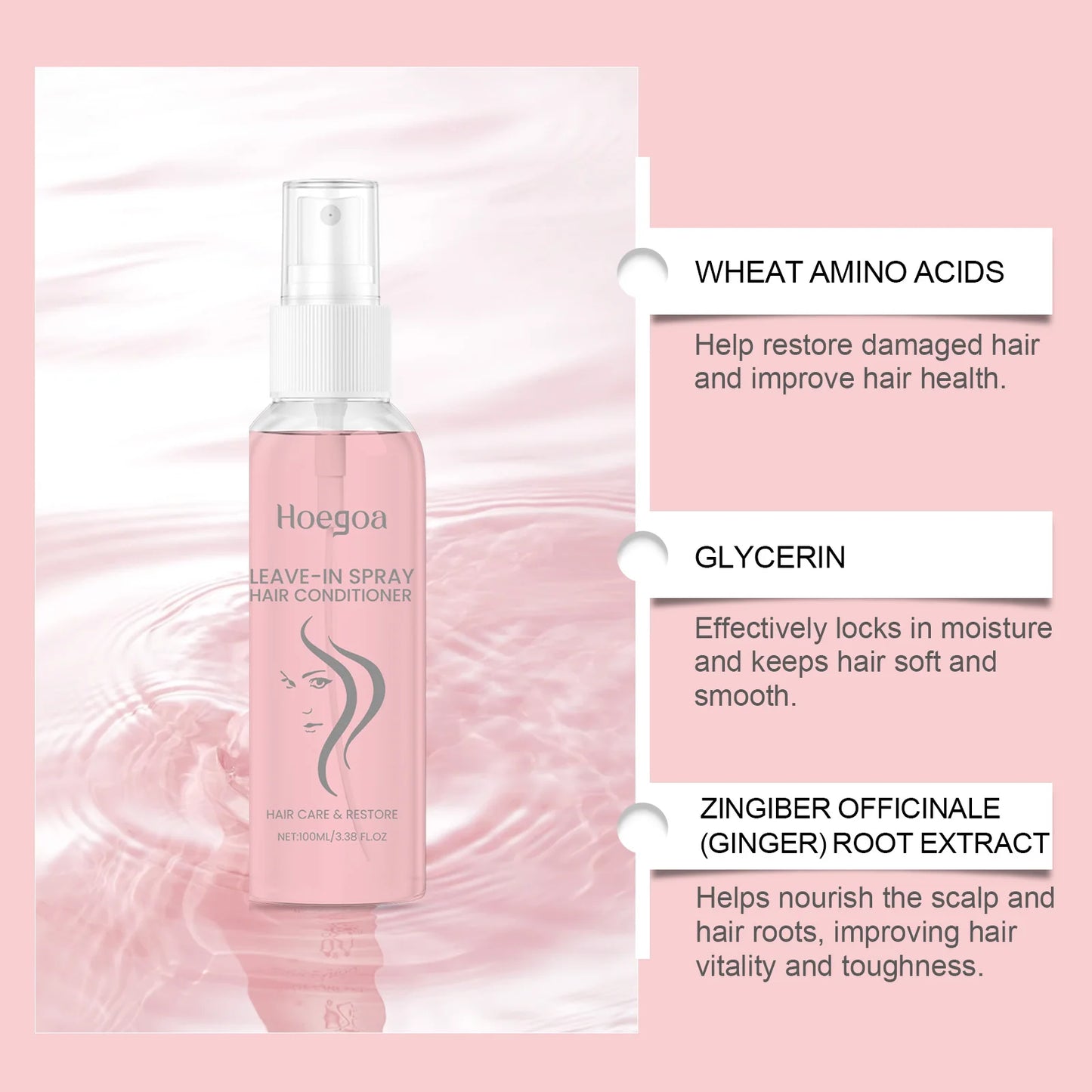 HOEGOA Leave In Hair Conditioner Spray For Nourished Frizz Control