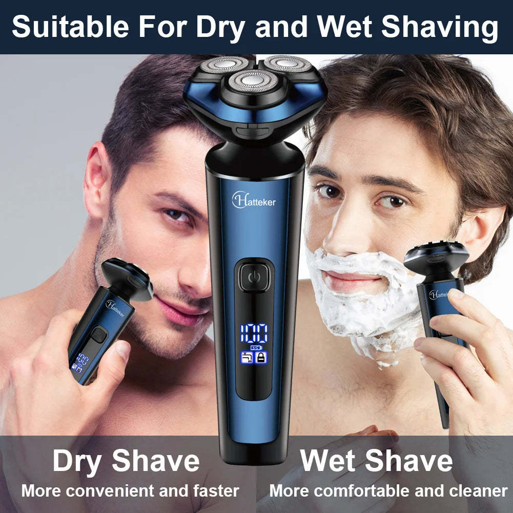Hatteker 3-In-1 Smart Shaver For Men Digital Display Beard Trimmer