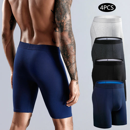 Srbonitos Mens Premium Long Cotton Boxers Breathable Underwear