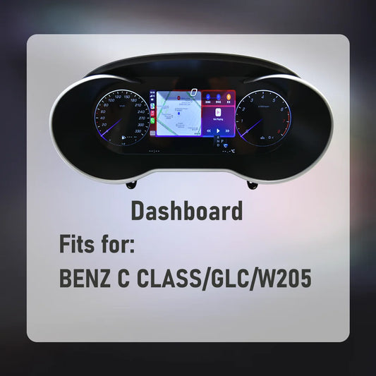 BONROAD 12.3‘’  LCD Digital Dashboard  Wireless CarPlay Android auto Panel Cluster Instrument For Mercedes Benz C CLASS GLC W205 Speedometer Virtuele Cockpit Voor