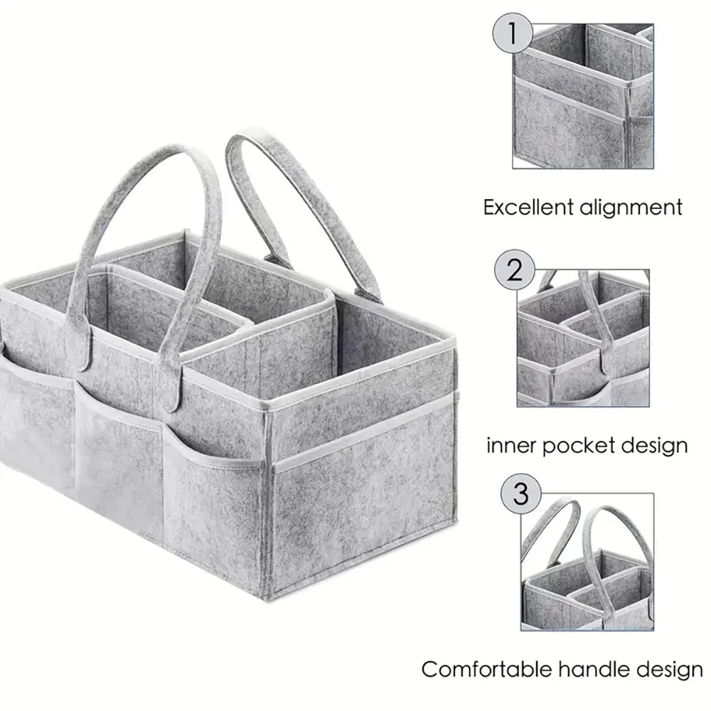 Canvas Baby Diaper Bag Organizer Tote For Change Table And Car Nursery
