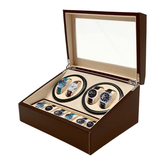 Automatic Watch Winder Box In PU Leather Jewelry Display Case