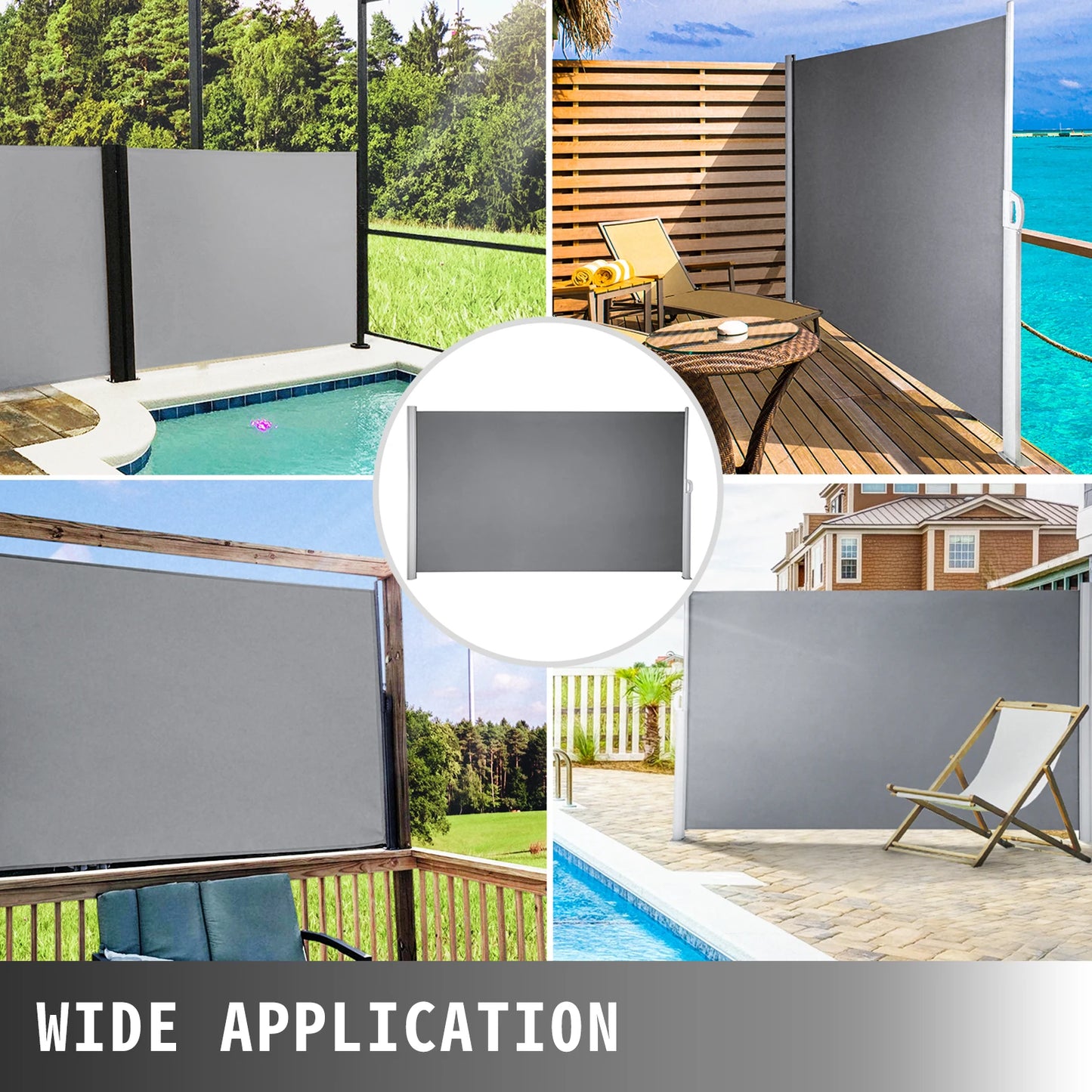 SucceBuy Retractable Side Awning Outdoor Patio Screen Fence Privacy Divider