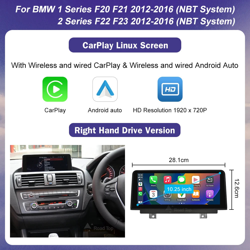 Road Top Ultra Touch Screen CarPlay Android Auto for BMW