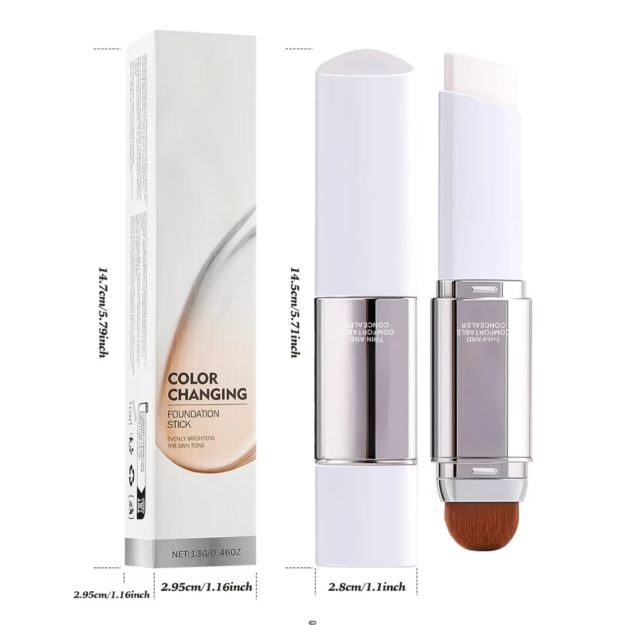 Color Changing Concealer Foundation Stick Dual Ended With Puffs