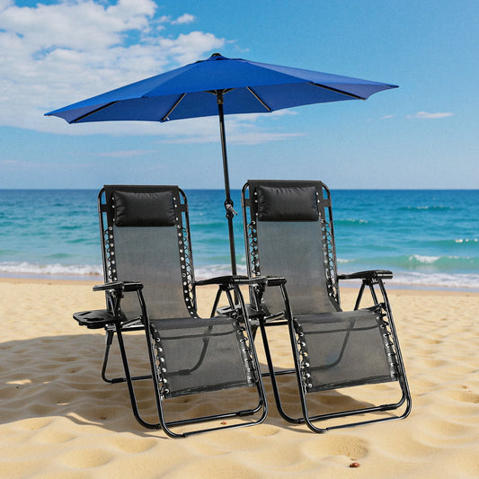 JHK Zero Gravity Two Pack Portable Patio Recliners