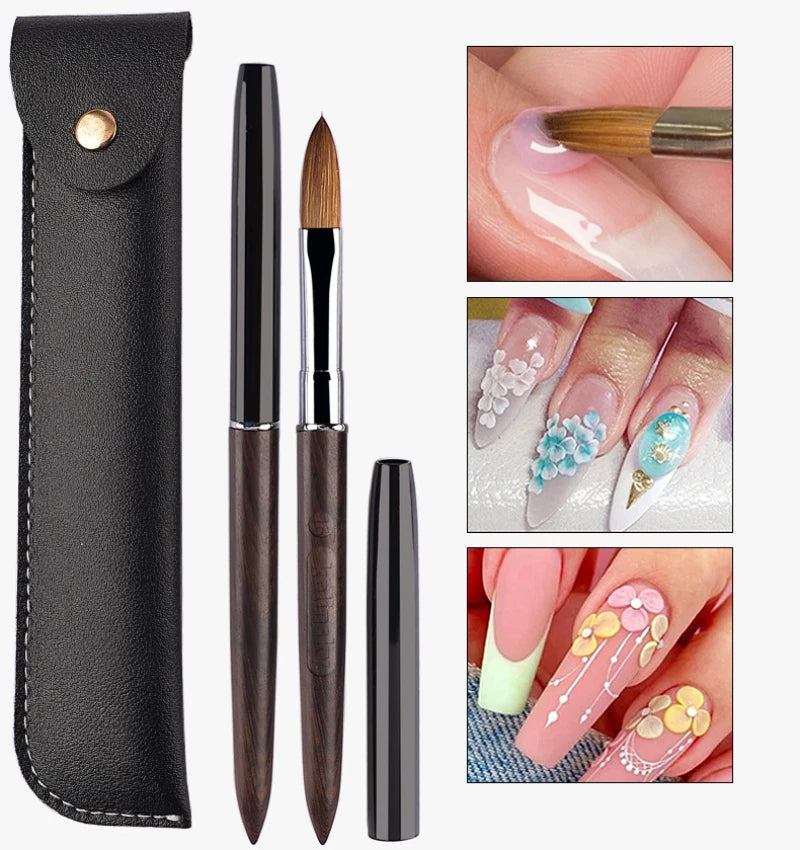 Crimped Kolinsky Nail Brush With Sandalwood Handle