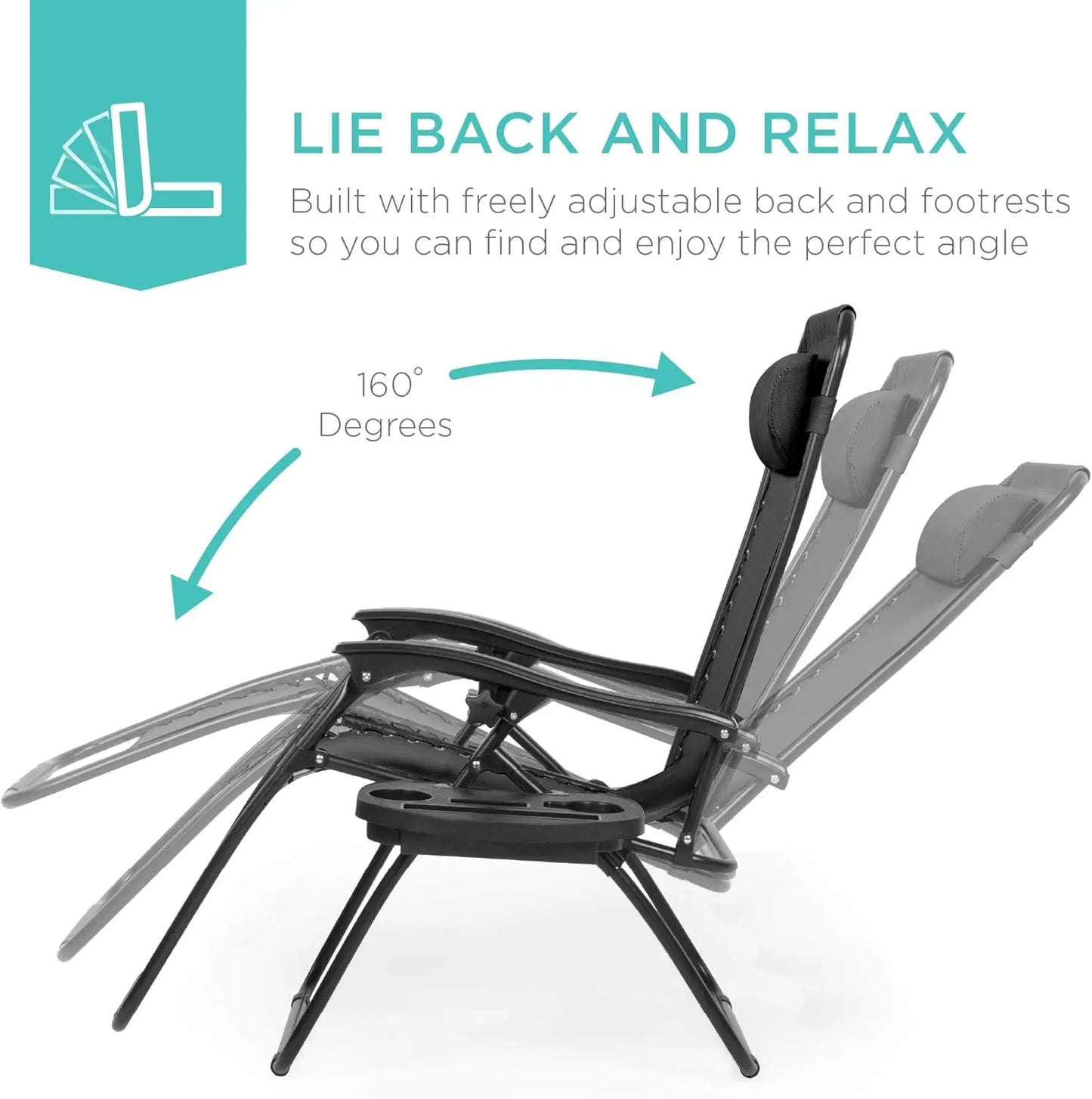 Set of 2 Adjustable Zero Gravity Lounge Chairs with Pillows