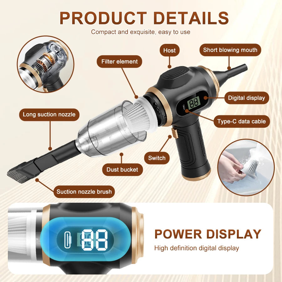 Wireless Car Vacuum Cleaner Portable High Power Office Carpet Sofa
