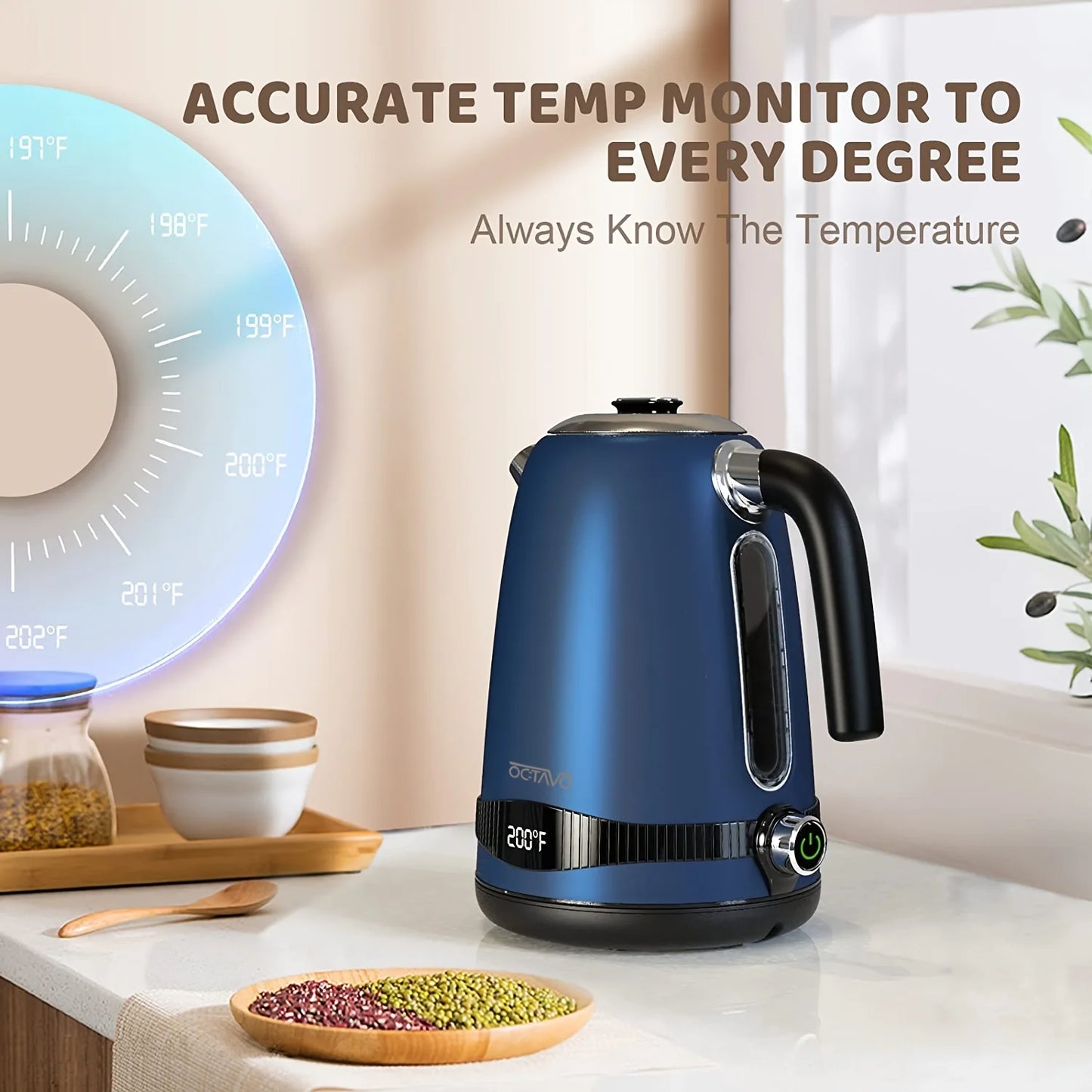 Octavo Electric Kettle With Temperature Control 7 Settings