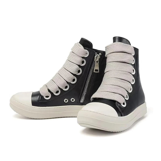 Women Ankle Boots With Zipper Lace Up Flat Casual Shoes