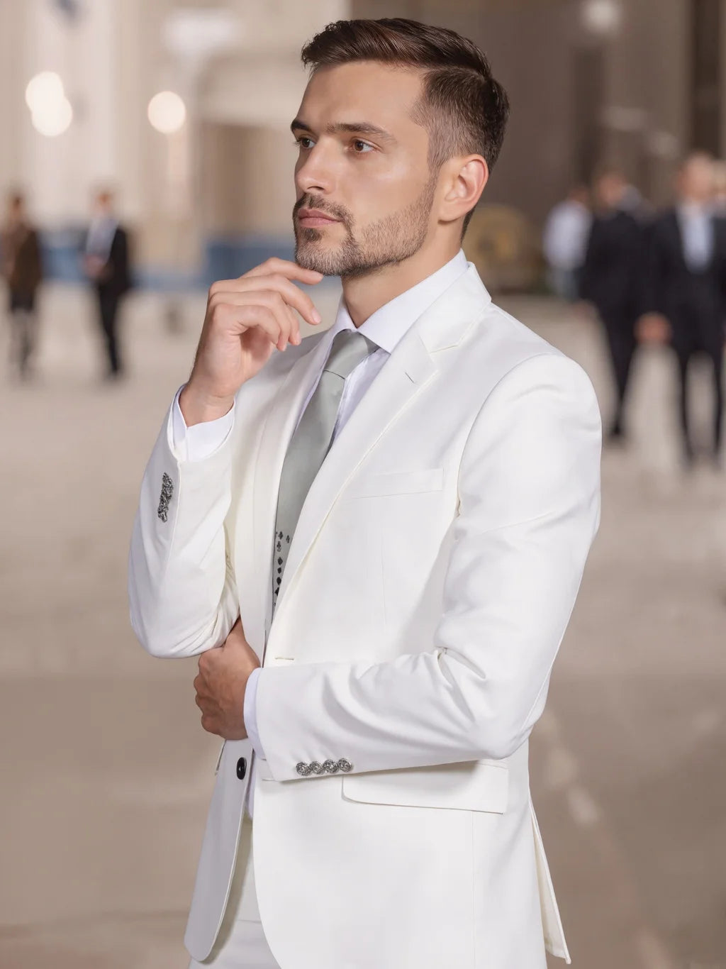 SONGWEJiE Men's Four Seasons Business Suit Two Piece Set